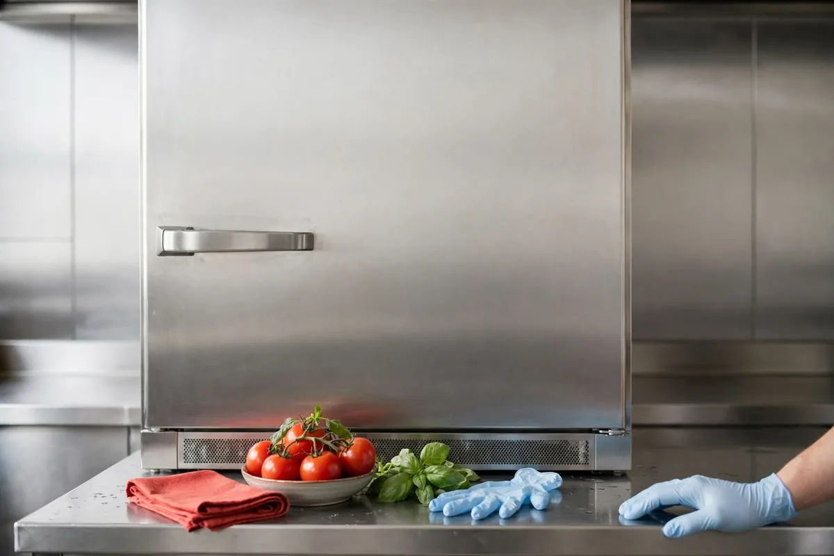 A closed fridge door