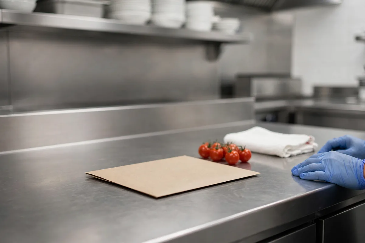A plain envelope on a counter